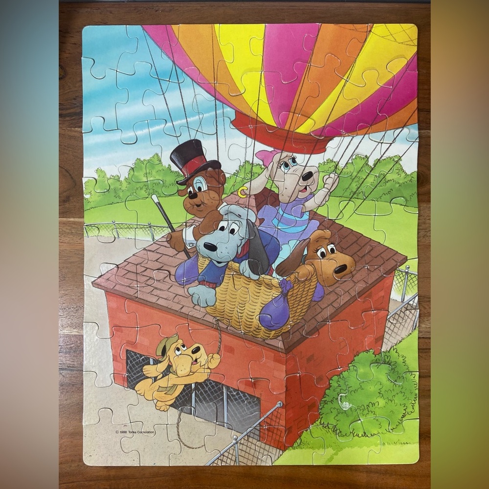 Vintage 1986 Pound Puppies 🐶 Kids Hot Air Balloon 🎈 Jigsaw puzzle 63 Pieces 80s